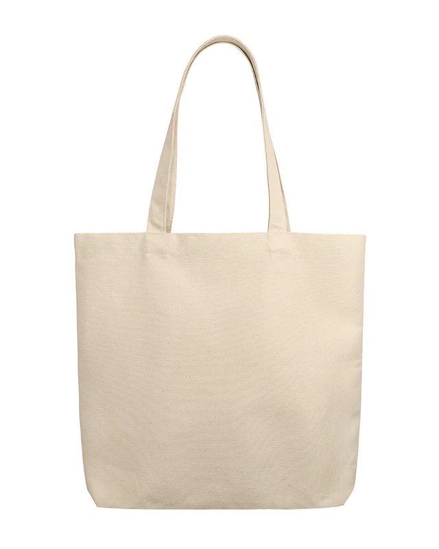 Beg tote kanvas kapas organik dengan gusset